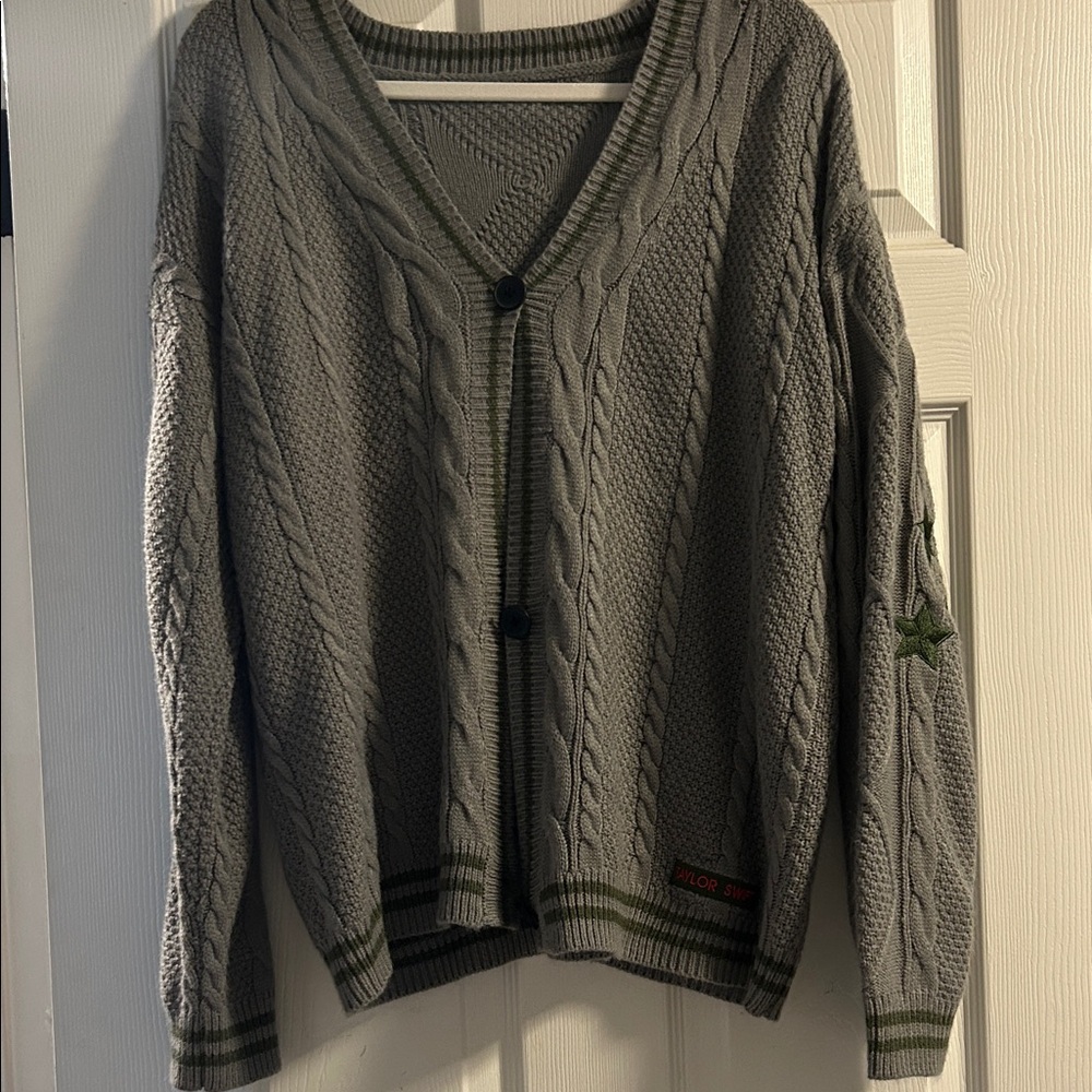 Taylor Swift Gray and Green Cardigan